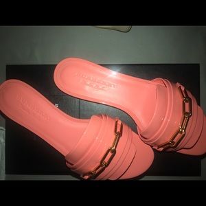 Burberry Coral Patent Leather Coleford Flat Slide
